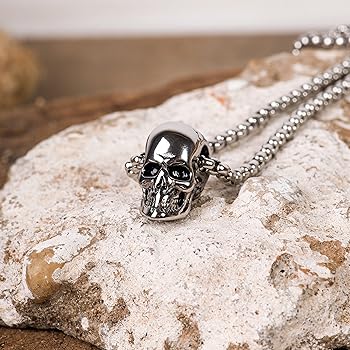 Amazon | HAQUIL スカルヘッドペンダントネックレス スカルステンレス